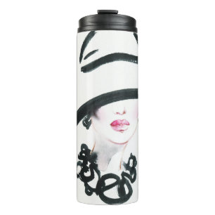 Garrafa Térmica Retrato da mulher aquática, mal-humorado abstrato