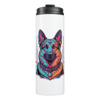 Garrafa Térmica Retrato de Cachorro Neon com Gráfico de Gravura Vi