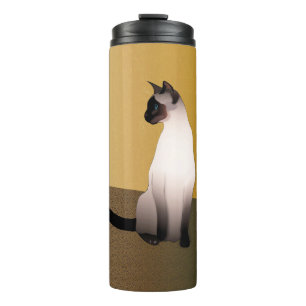 Garrafa Térmica Retrato de um Gato Siamês Ponto de Selo