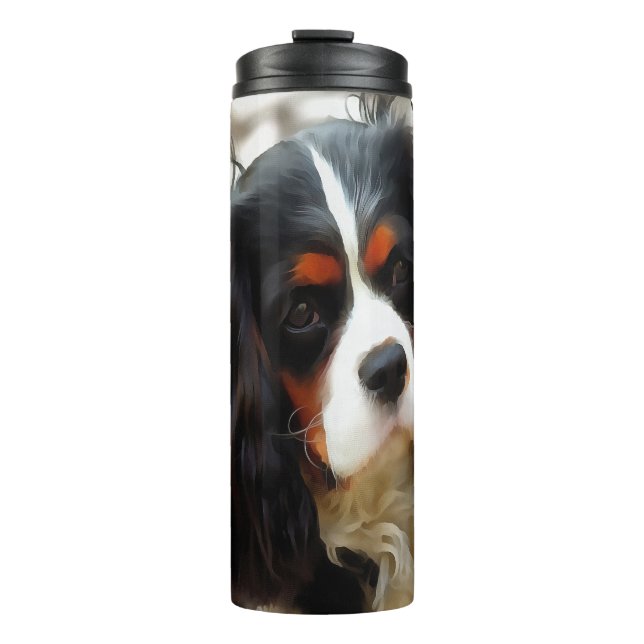 Garrafa Térmica Retrato De Um Rei Charles Cavalier Spaniel (Frente)