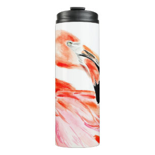 Garrafa Térmica Retrato do perfil de pássaro Flamingo rosa, beleza