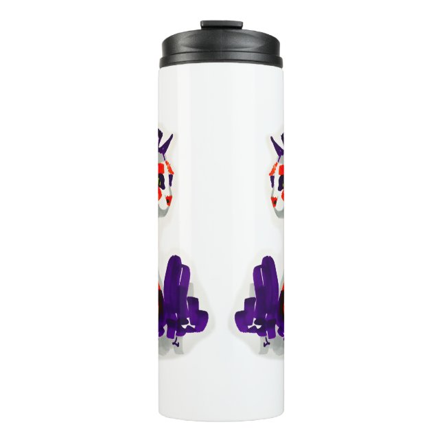 Garrafa Térmica Retrato Gato - Arte Gráfica Negrito Laranja e Viol (Frente)