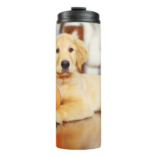 Garrafa Térmica Retriever Ouro Com Brinquedo De Basquete