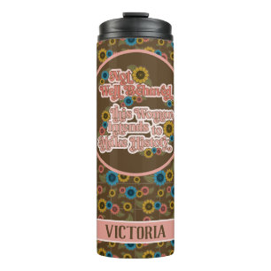Garrafa Térmica Retro 60s e 70s - Empoderamento feminino - Rosa Fl