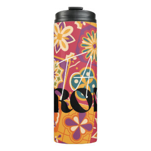 Garrafa Térmica Retro 70s Floral Patchwork Fique Forte​Abrace as v