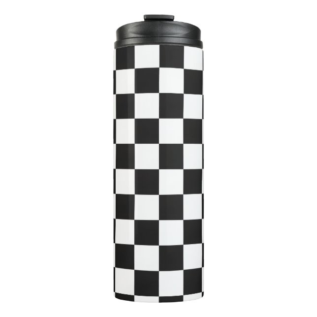 Garrafa Térmica Retro 90s 00s Black and White Checkered Pattern (Frente)