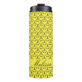 Garrafa Térmica Retro Amarelo sem costura Nome sorridente Tumbler