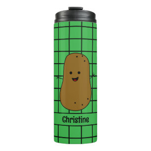 Garrafa Térmica Retro, Batata castanha, Personalizada Verde