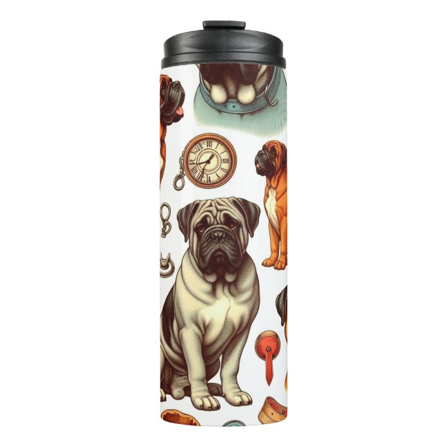 Garrafa Térmica Retro Bullmastiff Seamless (Frente)