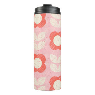 Garrafa Térmica Retro Escandinavo Espalhado Floral Espalhado Sem C