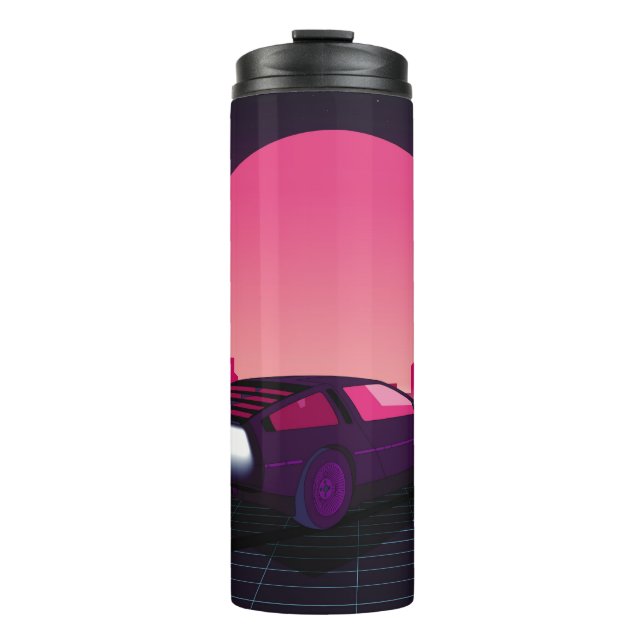 Garrafa Térmica Retro future. 80s style sci-fi background with sup (Frente)