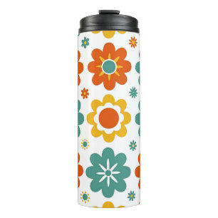 Garrafa Térmica Retro Geométrico Flor do Poder Boho dos Anos 70