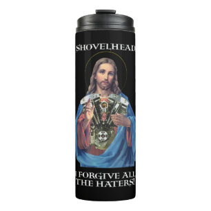 Garrafa Térmica Retro Jesus Shovelhead Eu perdoo todos os odiadore