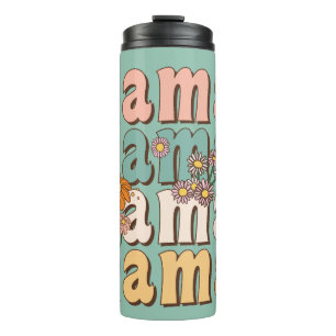 Garrafa Térmica Retro Mama Menina Groovy Dia das Mães Dotando