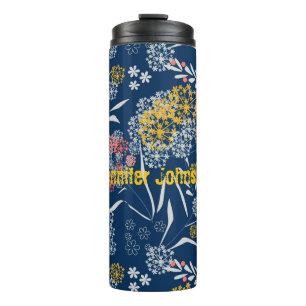 Garrafa Térmica Retro, padrão floral