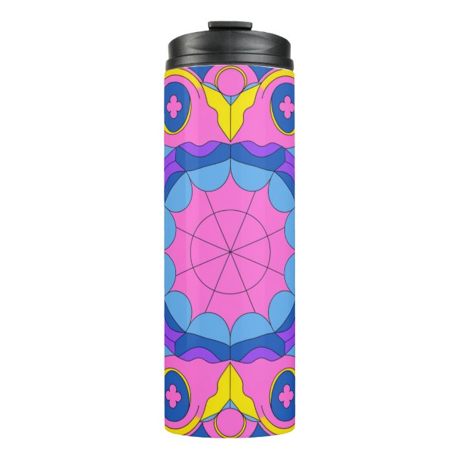 Garrafa Térmica Retro Psychedelic Geometric Mandala Pattern (Frente)