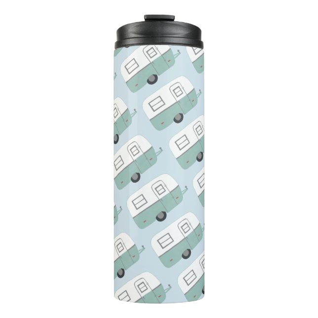 Garrafa Térmica Retro Retro Retro Trailer em azul (Frente)