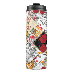 Garrafa Térmica Retro sem costura retro colagem de retalhos