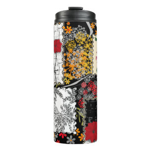 Garrafa Térmica Retro sem costura retro colagem de retalhos