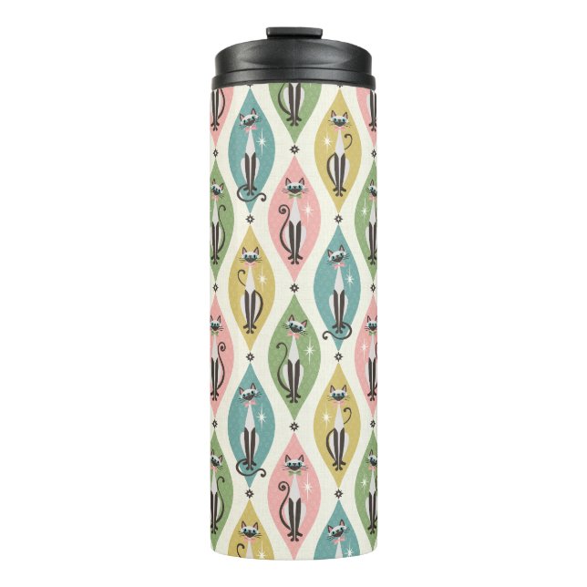 Garrafa Térmica Retro Siamese Cats and Starbursts On Lozenges (Frente)