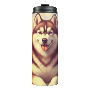 Garrafa Térmica Retro Siberian Husky Pintura