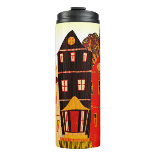 Garrafa Térmica Retro Sweet Home Poster: Casas de Cartoon