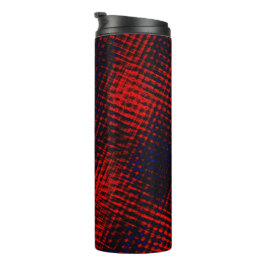 Garrafa Térmica Riscos cruzados vermelho e azul