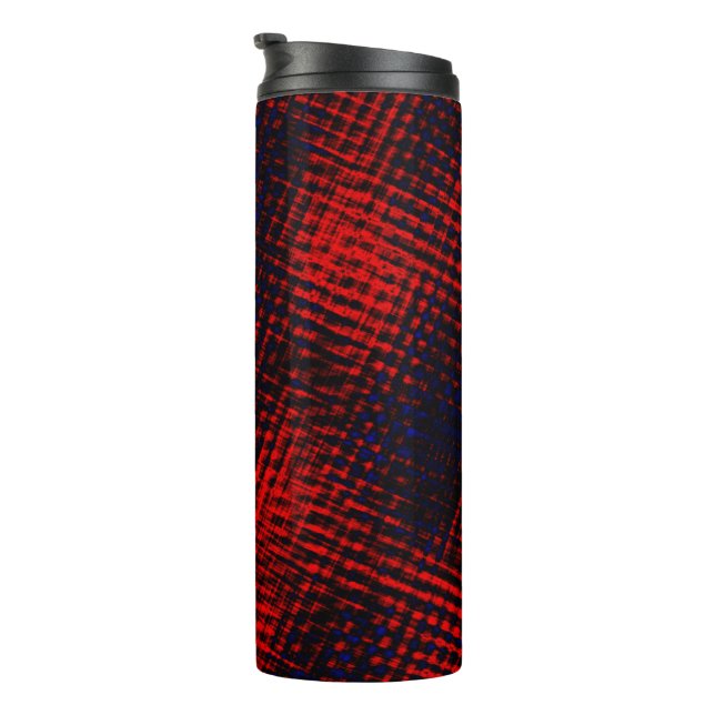 Garrafa Térmica Riscos cruzados vermelho e azul (Rotação à direita)