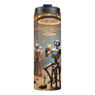 Garrafa Térmica robots having fun in a bar