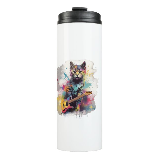 Garrafa Térmica rockstar cat cat lover design  (Frente)
