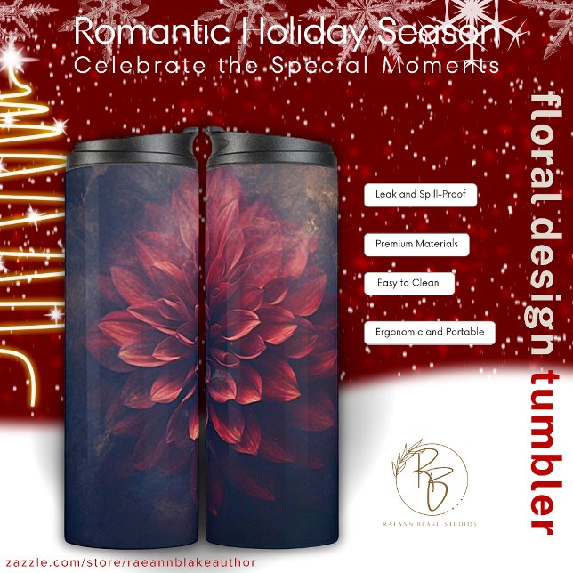 Garrafa Térmica Rom Holiday Season Floral Design Tumbler (Criador carregado)