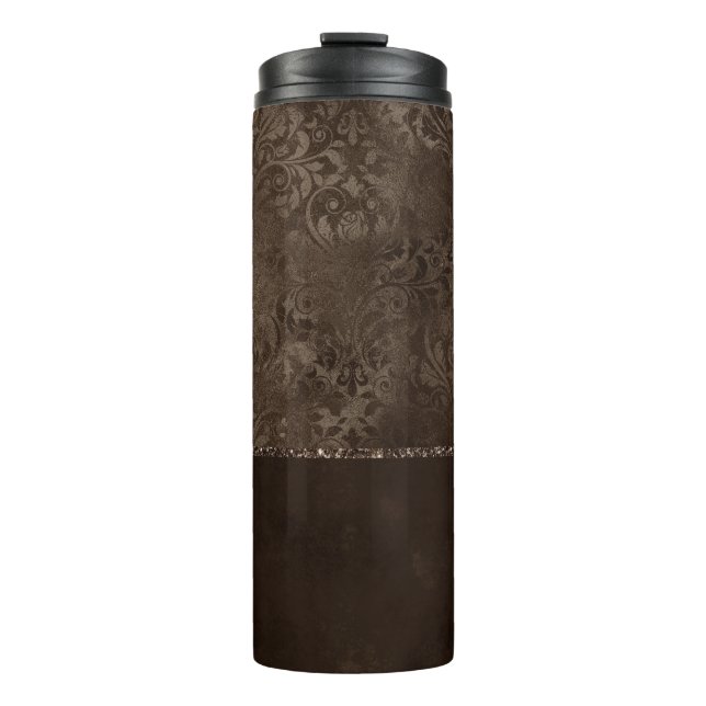Garrafa Térmica Romance em Bronze à meia-noite | Satinge Damask (Frente)