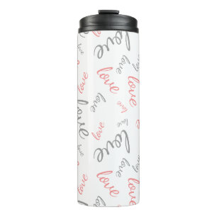 Garrafa Térmica Romântico Rosa e Cinza Amor Script Cursivo