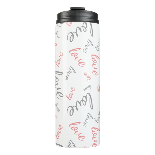 Garrafa Térmica Romântico Rosa e Cinza Amor Script Cursivo (Frente)