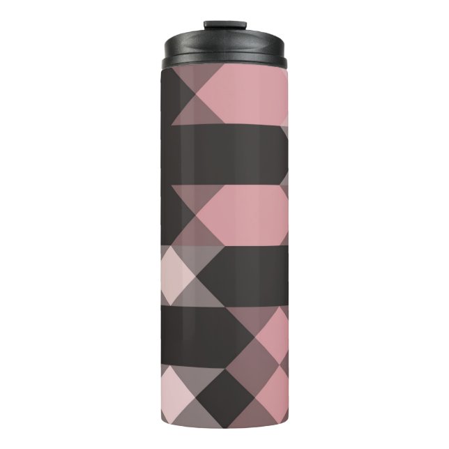 Garrafa Térmica rosa branco e cinza geométrico (Frente)