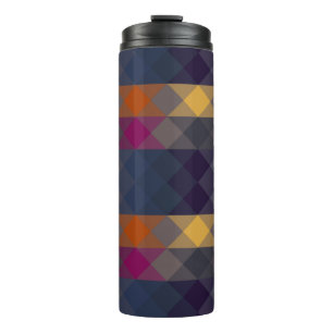 Garrafa Térmica rosa cinza roxo laranja e azul geométrico
