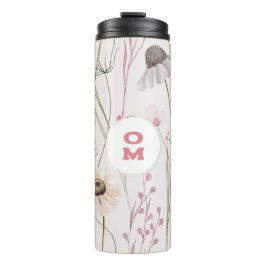 Garrafa Térmica Rosa claro Floral Moderna Verde