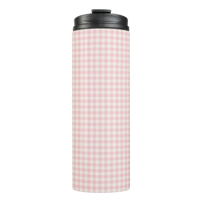 Garrafa Térmica Rosa claro Gingham Patterno Térmico Tumbler (Frente)