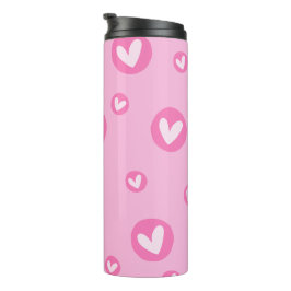 Garrafa Térmica Rosa com Padrão de Corações