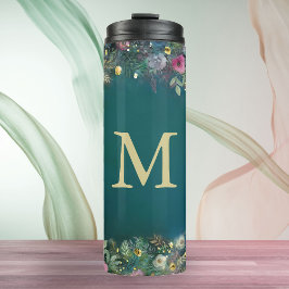 Garrafa Térmica Rosa de Floresta Encantada Verde Fada Madeira Chic