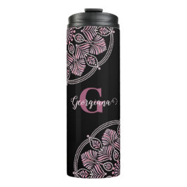 Garrafa Térmica Rosa Dot Mandala Monogramas