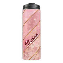 Garrafa Térmica Rosa dourado-chic - geométrico elegante