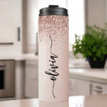 Garrafa Térmica Rosa Dourado - Nome do Monograma do Metal com Lant<br><div class="desc">Rosa Dourado - Tumbler De Bebida Com Folha Cor-De-Rosa Esfarelada Metálica Glitter Brutado Monograma Nome Do Monograma. Isto faz o doce e perfeito aniversário de 16 anos,  casamento,  chá de panela,  aniversário,  chá de fraldas ou festa de solteira presente para alguém que ama luxo de luxo e estilos quíticos.</div>