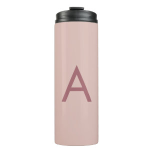 Garrafa Térmica Rosa Dourado Poeira Moderna Monograma Letra Inicia