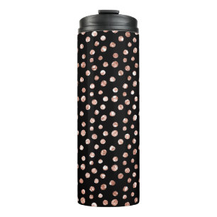 Garrafa Térmica Rosa Dourado Rosa Brilhante Bronze Pontos Preto Ch