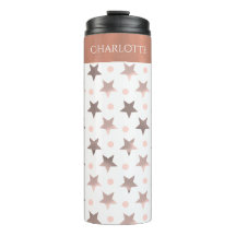 Rosa Dourado Stars Tumbler Térmico Personalizado