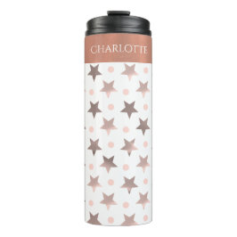 Garrafa Térmica Rosa Dourado Stars Tumbler Térmico Personalizado
