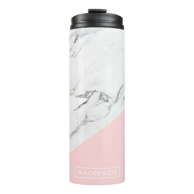 Garrafa Térmica Rosa e Marble (Frente)