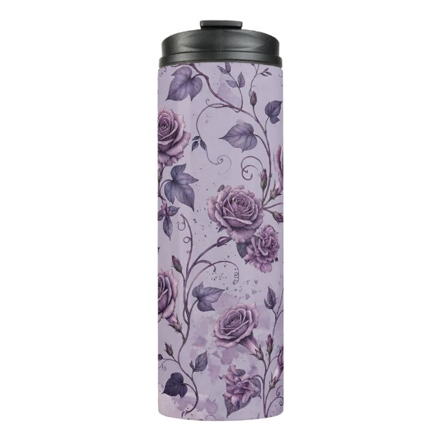Garrafa Térmica Rosa Lavanda Empoeirada Tons Sonhadores Florais  (Frente)