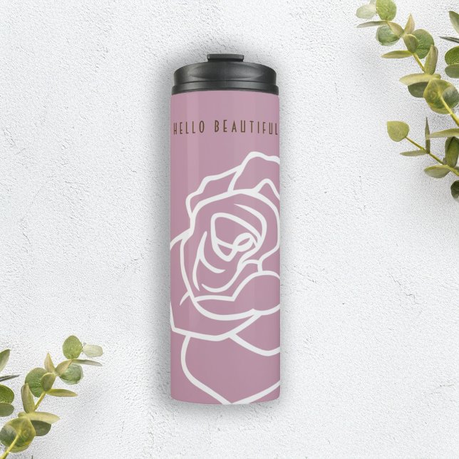 Garrafa Térmica Rosa Personalizada Chic Moderno (Criador carregado)